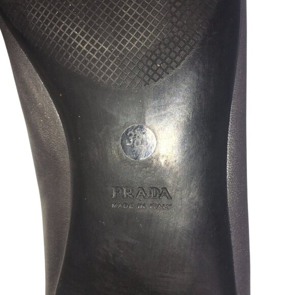Prada Square Toe Ballet Flats Leather Silver Metallic Women's Size 38.5 US 8 - Picture 15 of 15